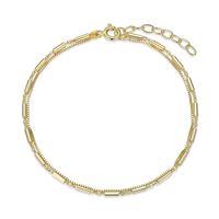 REIGN STERLING SILVER GOLD PLATED BOX CHAIN WITH TUBE SHAPED LINKED BRACELET 6.5+1 INCH LONG