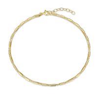 REIGN STERLING SILVER GOLD PLATED BOX CHAIN ANKLET WITH TUBE SHAPED CABLE CHAIN SPACERS IN A 9+1 INCH LENGTH