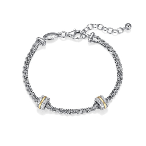 Charles Garnier sterling silver double chain bracelet.