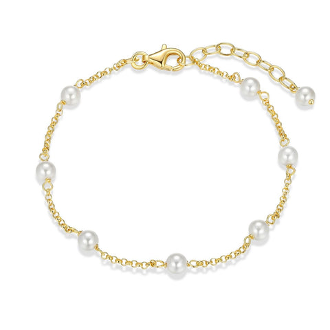 Reign sterling silver gold plate shell pearl bracelet