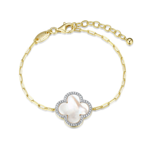Charles Garnier sterling silver, gold place mother of pearl bracelet