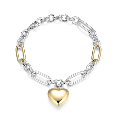 Reign sterling silver gold plate heart bracelet