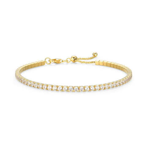Reign sterling silver gold plate adjustable cz bracelet