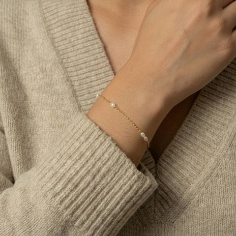 Aurora sterling silver gold vermeil pearl bracelet