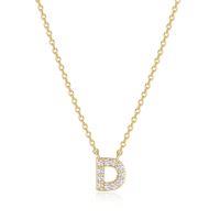 REIGN STERLING SILVER GOLD PLATED INITIAL "D" WITH CUBIC ZIRCONIAS ON AN 18" DIAMOND CUT CABLE CHAIN