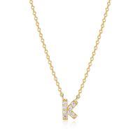 REIGN STERLING SILVER GOLD PLATED INITIREIGN STERLING SILVER GOLD PLATED INITIAL "K" WITH CUBIC ZIRCONIAS ON A 18 INCH DIAMOND CUT CABLE CHAIN