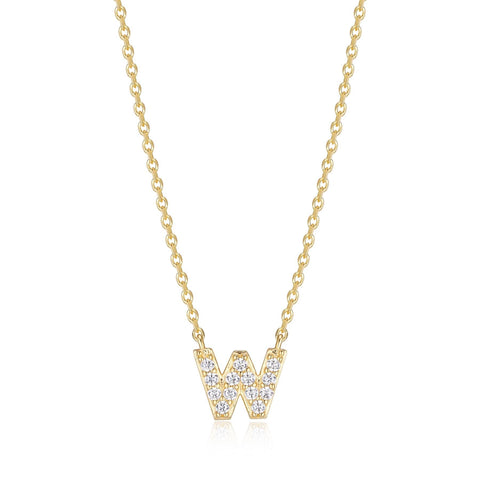 Reign sterling silver gold plate chain with Initial W pendant