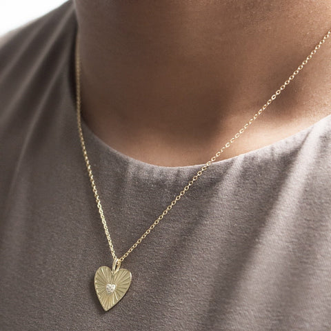 Aurora sterling silver gold vermeil cz sunbeam heart necklace
