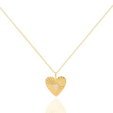 Aurora sterling silver gold vermeil cz sunbeam heart necklace