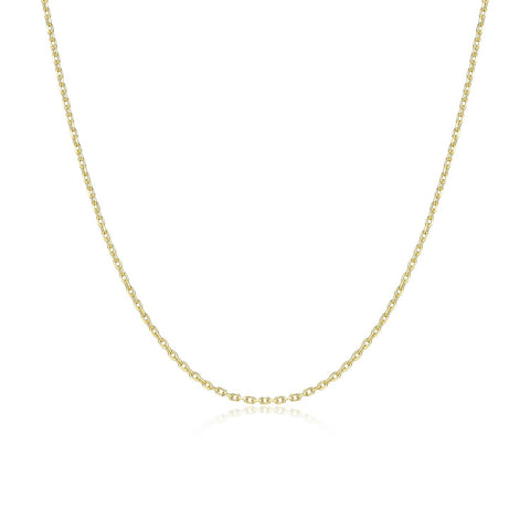 STERLING SILVER, GOLD PLATED DIAMOND CUT CABLE CHAIN