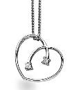 WHITE ICE OPEN HEART WITH 2 DIAMONDS AND CHAIN