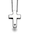 STELING SILVER CROSS WITH SMALL DIAMOND AND 18 INCH CHAIN