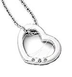 STERLING SILVER HEART WITH DIAMONDS AND CHAIN