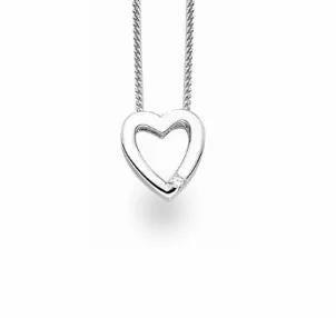 STERLING SILVER TINY HEART WITH DIAMOND AND CHAIN
