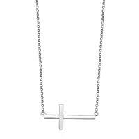 STERLING SILVER ELLE SIDE WAYS CROSS 16+2" NECKLACE