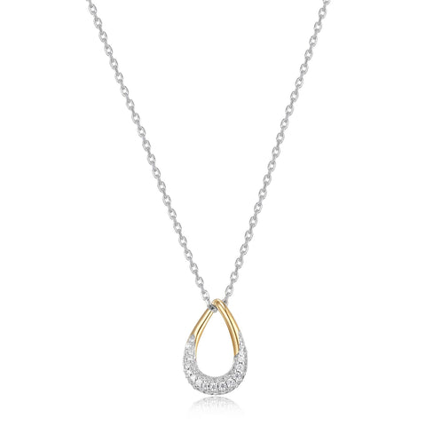ELLE STERLING SILVER GOLD PLATED CUBIC ZIRCONIA NECKLACE