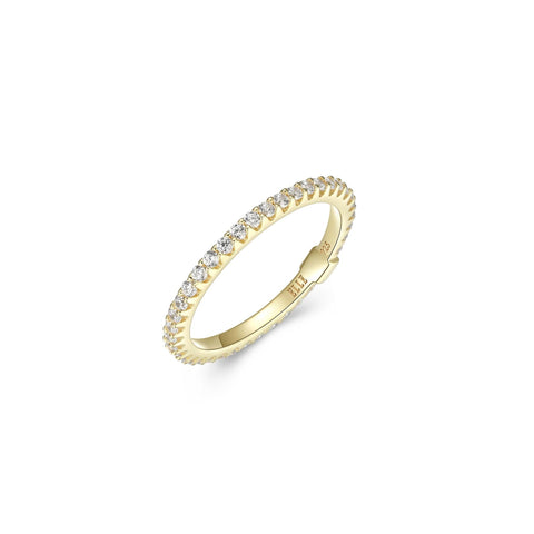 ELLE STERLING SILVER GOLD PLATED CUBIC ZIRCONIA RING  SIZE 6