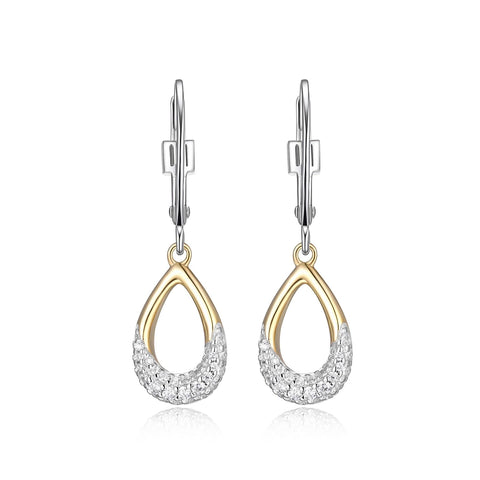 ELLE STERLING SILVER GOLD PLATED CUBIC ZIRCONIA EARRINGS