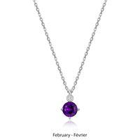 ELLE STERLING SILVER FEBRUARY AMETHYST & LAB GROWN DIAMOND 17+2 INCH NECKLACE