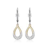 ELLE STERLING SILVER GOLD PLATED CUBIC ZIRCONIA EARRINGS