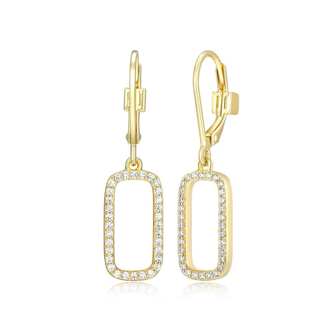 ELLE sterling silver gold plate cubic zirconia earrings