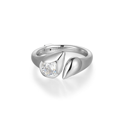 S/S OPEN RING WITH CZ SIZE 7