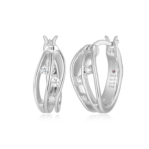 S/S TRIPLE LAYERED 15MM  HOOP EARRINGS