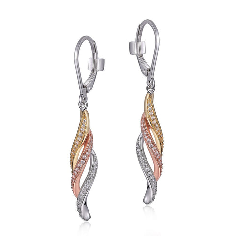 ELLE STERLING SILVER 3 TONE DROP EARRINGS
