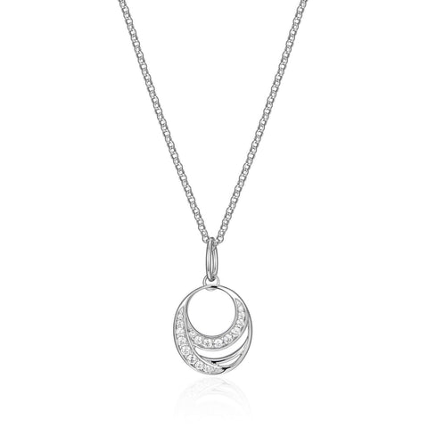 S/S DOUBLE LAYERED CZ OVAL NECKLACE