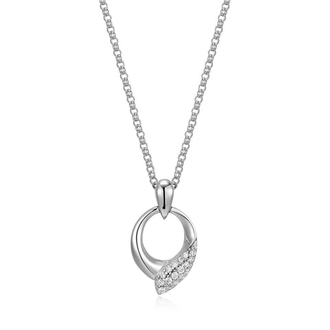 S/S CZ PAVE OVAL SHAPE NECKLACE