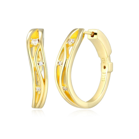 S/S GP TRIPLE LAYERED 24MM CZ HOOPS