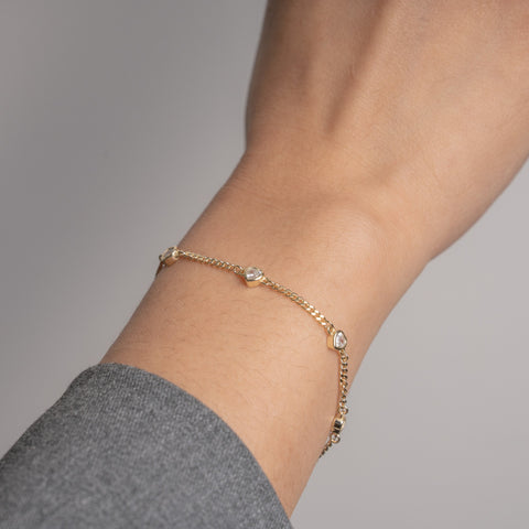 Aurora sterling silver gold vermeil cz curb bracelet