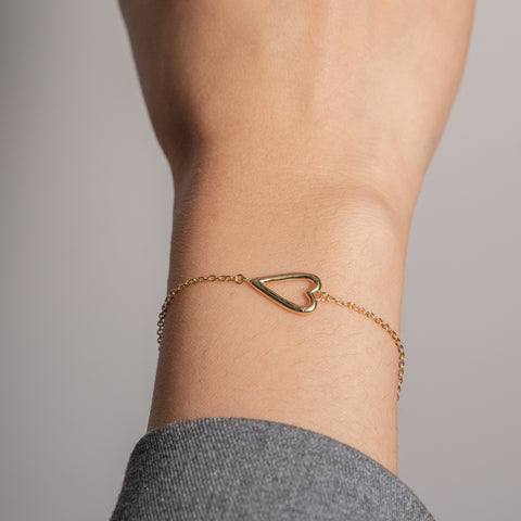 Aurora sterling silver gold vermeil open heart bracelet