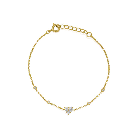 Aurora sterling silver cz heart bracelet