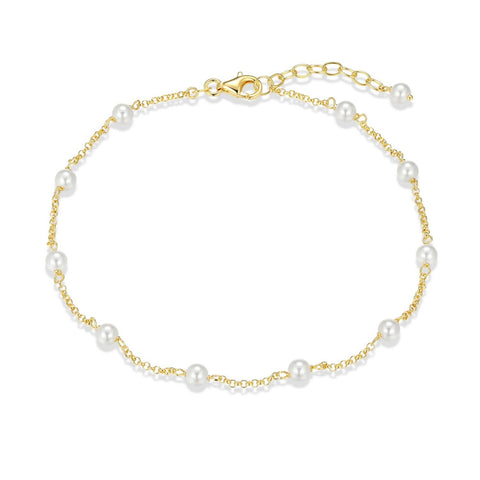 Reign sterling silver gold plate shell pearl anklet