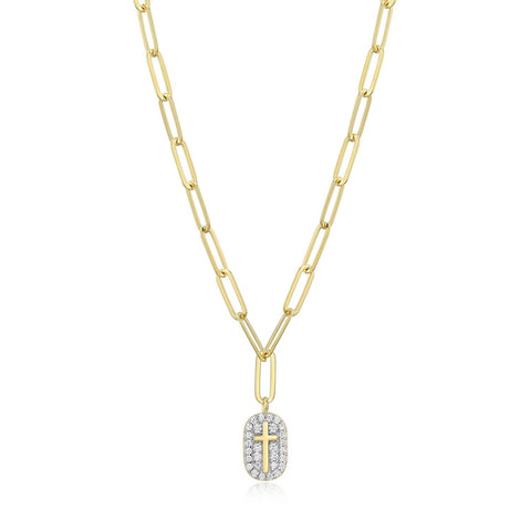 S/S GP .2CTW LGD PAPER CLIP NECKLACE