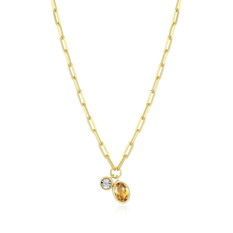 MONTE LUNA S/S GP JAN BIRTHSTONE AND LGD .021CTW NECKLACE