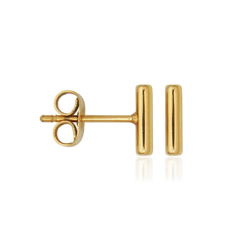 SteelX st steel gold IP mini bar earrings