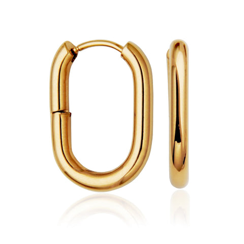 SteelX st steel gold IP square hoop earrings