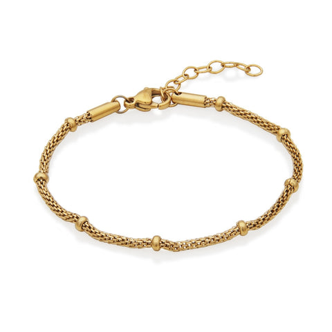 SteelX st steel IP gold bead, mesh bracelet