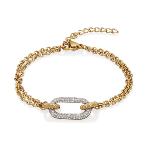 SteelX st steel IP gold crystal link bracelet