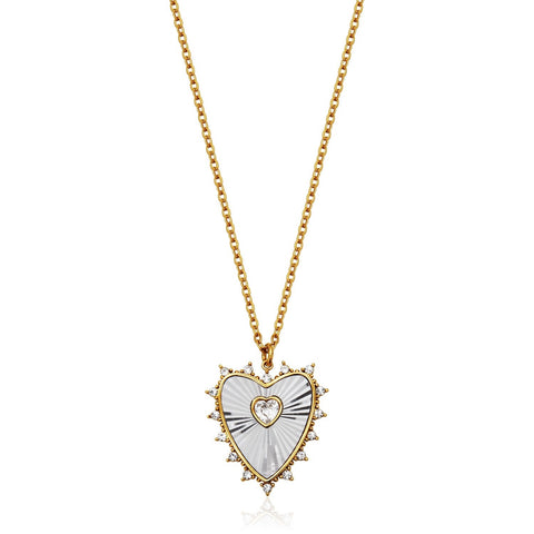 SteelX st steel IP gold crystal heart pendant