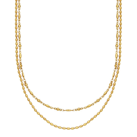 SteelX st steel IP gold double layered bead chain