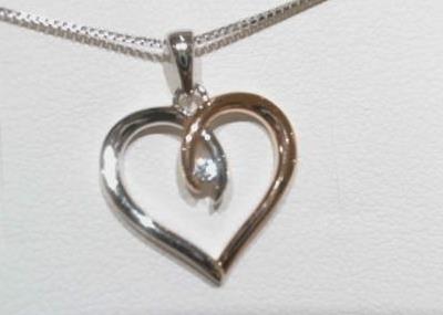 LEGEND STERLING SILVER CUBIC ZIRCONIA HEART PENDENT