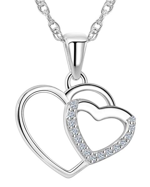LEGEND STERLING SILVER SIDE BY SIDE HEARTS NECLACE