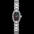 Ladies silver stainless steel watch with black face