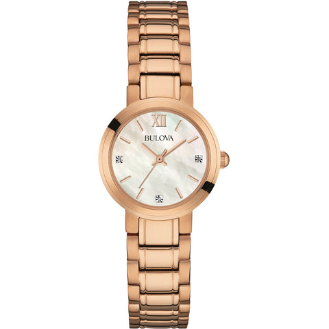 LADIES BULOVA ROSE WATCH WITH MOTHER OF PEARL