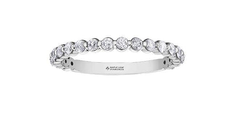 LADIES 18KARAT PALLADIUM WHITE GOLD, .50 CARAT TOTAL DIAMOND WEIGHT MAPLE LEAF DIAMOND RING