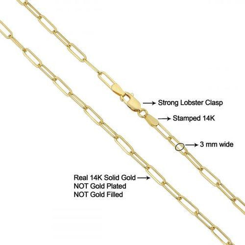 14KY 18" PAPERCLIP CHAIN