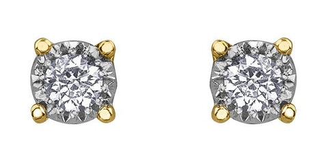 10 karat yellow & white gold diamond stud earrings